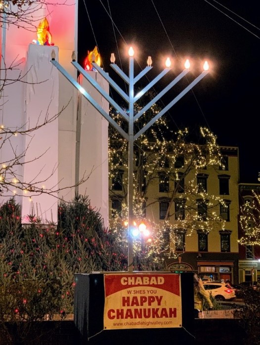Chanukah Menorah in Easton on Christmas Eve 2019